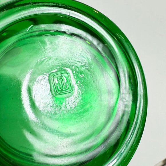 Anchor Hocking Green Glass Tumblers Stacked Base VTG Set Of 4 Low Ball Glassware - Picture 8 of 15